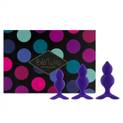 FeelzToys - Bibi Twin. Zestaw - 3 fioletowe zatyczki analne. Dla początkujących i zaawansowanych.