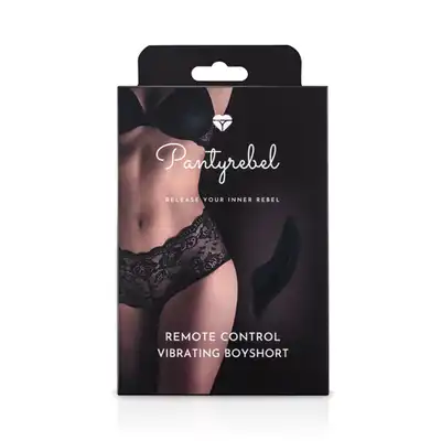 Pantyrebel - Vibrating BoyShort. Zdalnie sterowane wibrujące koronkowe szorty. Model 01