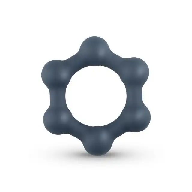 Boners - Hexagon Cockring With Steel Balls. Niezwykły ring ze stymulującymi stalowymi kulkami. 