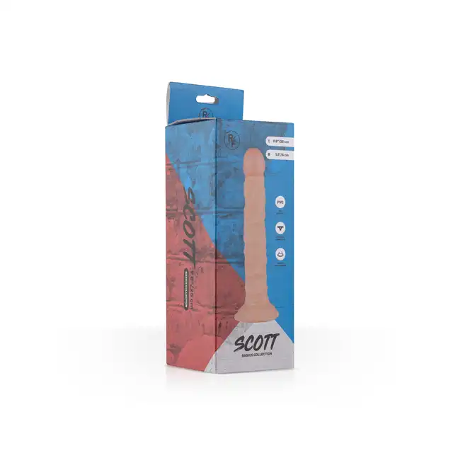 Real Feel - Scott Realistic Dildo. 25 cm miękkie w dotyku dildo. Silna przyssawka. 