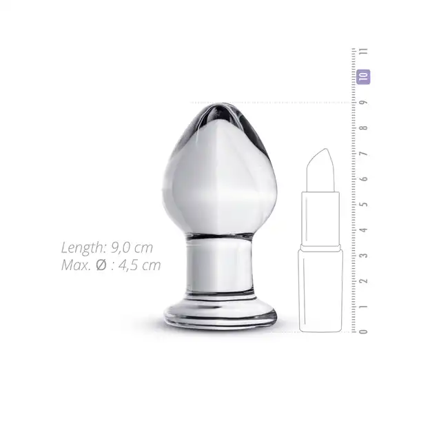 Gildo - Glass Buttplug No. 26. Gruba szklana wtyczka analna. Klasyczny kształt, 9 cm długości. 