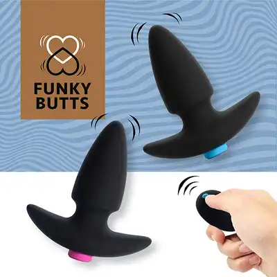 FeelzToys - Funky Butts. Set wibrujących plugów analnych dla par. Sterowane pilotem, nowoczesna rozrywka dla obojga!