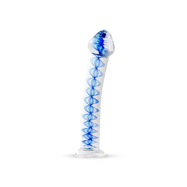 Gildo – Glass Dildo No. 4. Szklane dildo z niebieskimi detalami, precyzja i zmysłowa stymulacja w luksusowym wydaniu