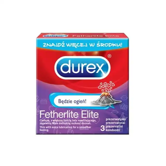 Durex Fetherlite Elite - 3 szt. ultracienkie prezerwatywy easy-on.