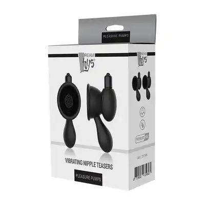 Dream Toys - Vibrating Nipple Teasers. Wibrujące przyssawki na sutki z pompką i wibracyjnym pociskiem, zapewniają wyjątkowe doznania