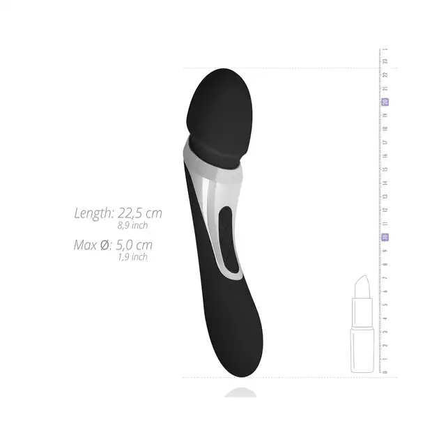 Sway Vibes - Wand Vibrator Black. Magiczna różdżka z ultra miękkiego, aksamitnego silikonu. Elegancki wzór. 