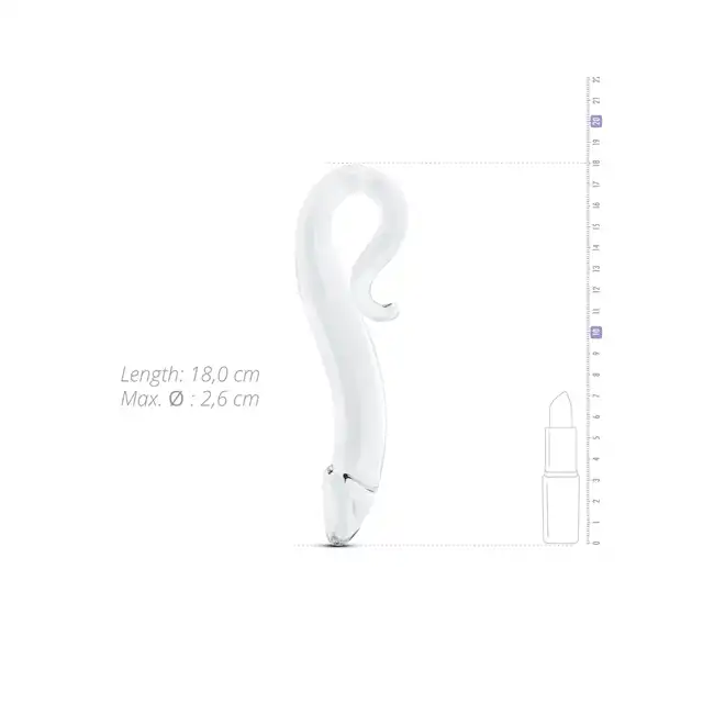 Gildo - Glass Dildo No. 14. Specjalnie zagięte szklane dildo dla wzmocnienia doznań podczas penetracji. 18 cm długości. 