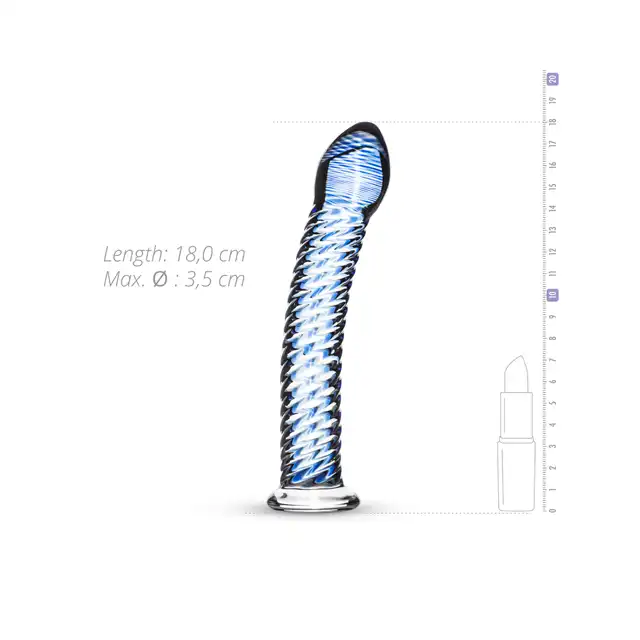 Gildo - Glass Dildo No. 5. Szklane niebieskie dildo, idealne do stymulacji punktu G. 18 cm!