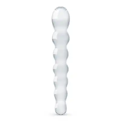 Gildo - Glass Dildo No. 19. Dwustronne, szklane dildo o specjalnej żebrowatej strukturze, 20 cm.
