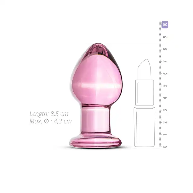 Gildo - Pink Glass Buttplug. Piękny, różowy plug analny 8,5 cm. 