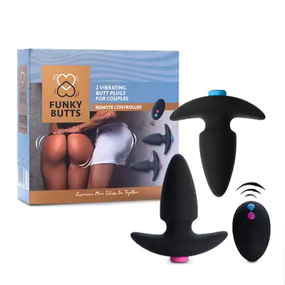 FeelzToys - Funky Butts. Set wibrujących plugów analnych dla par. Sterowane pilotem, nowoczesna rozrywka dla obojga!