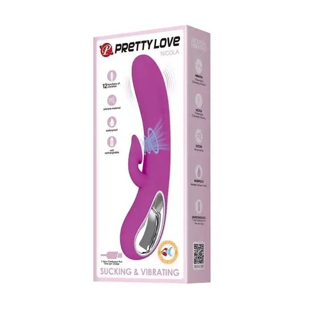 Pretty Love - Romance. Unikalny, wibrator z opcją ssania łechtaczki. 100% silikon. Różowy. 12 Programów ssania, 12 programów wibracji. USB.