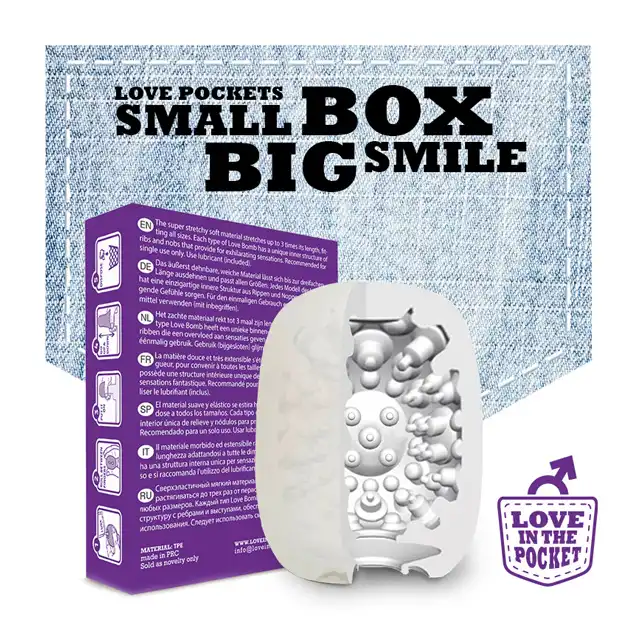 Love In The Pocket - Love Bombs Jade. Kieszonkowy, jednorazowy masturbator z żelowego silikonu. Ultra miękki i dyskretny. Mega sale!