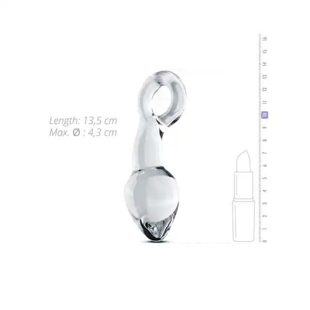 Gildo - Glass Prostate Plug No. 13. Szklany wygięty plug analny dodatkowo stymulujący prostatę. 