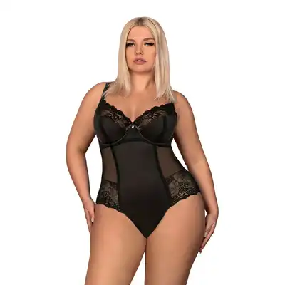 Obsessive - Amallie. Czarne body z delikatną koronką XXL. Ostatnia sztuka!