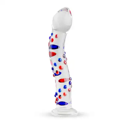 Gildo – Glass Dildo No. 3. Szklane dildo o falistym kształcie z kolorowymi detalami