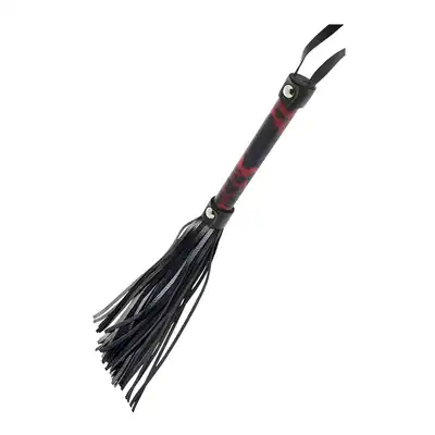 Blaze - Flogger. Czarno czerwony pejczyk z unikatowym wzorem. Wegański materiał! Mega sale!