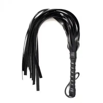 Fetish Art - Black Whip Eco Leather. Pejcz z ekoskóry, miękkie paseczki. Mega sale!