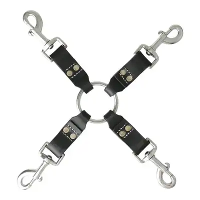 Sportsheets - Leather 4 Point Hog Tie. Ręcznie robiona, skórzana Uprząż do rąk i nóg. Solidny i wytrzymały, bondage set. 