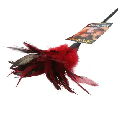 Sportsheets - Starbust Feather Red. Czerwone piórko do głaskania z prawdziwego pierza. 40 cm długości!