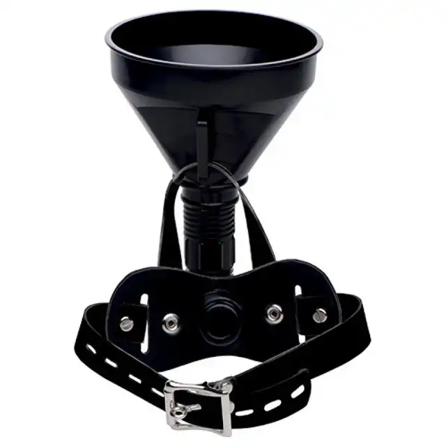 Master Series - Latrine Extreme Funnel Gag. Ultra unikatowa i niecodzienna zabawka BDSM. Knebel z lejkiem. Nowość!