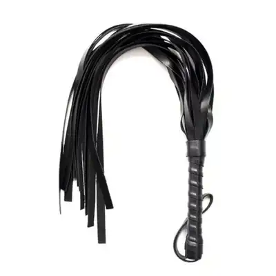 Fetish Art - Black Whip Eco Leather. Pejcz z ekoskóry, miękkie paseczki. Mega sale!