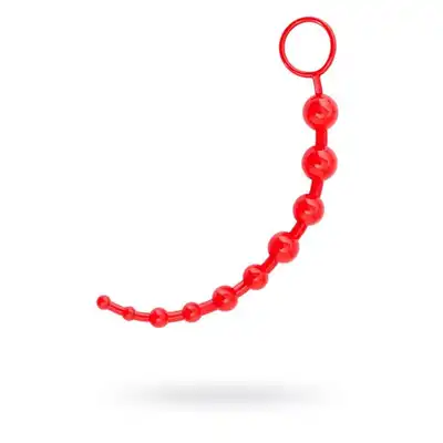 Black&amp;Red - Anal Chain Red. 31 cm długości, koraliki analne bezpieczne dla ciała. 