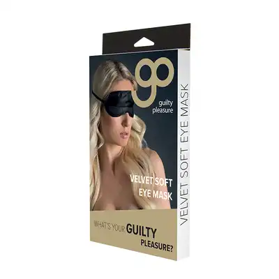 Guilty Pleasure - Velvet Soft Mask. Czarna aksamitna opaska na oczy. Uniwersalny rozmiar. Mega sale!