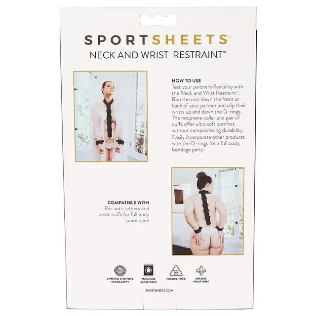 Sportsheets - Neck &amp; Wrist Restraint. Niezwykły zestaw do krępowania, wygodny i regulowany. Kompatybilny z innymi akcesoriami!