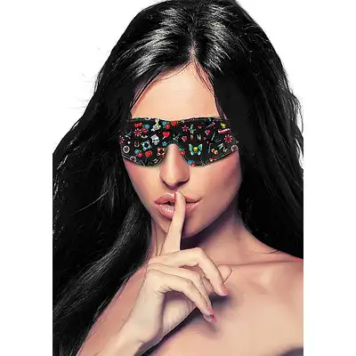 Ouch! - Printed Eye Mask - Old School Tattoo Style. Skórzana opaska na oczy z niepowtarzalnej kolekcji Ouch! Ostatnia sztuka!