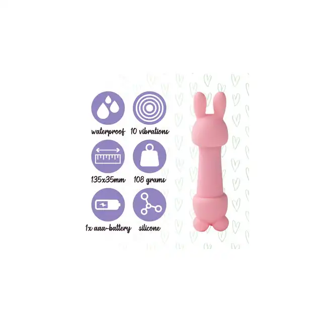 FeelzToys - Mister Bunny Massage Vibrator with 2 Caps. Pink. Silikonowy króliczek, 10 programów, 2 nakładki. Absolutnie wspaniały!