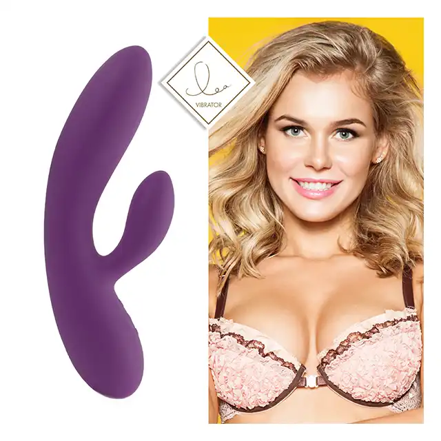 FeelzToys - Lea Rabbit Vibrator Purple. Cichy, przyjemny w dotyku wibrator z króliczkiem, wyprofilowany do stymulacji punktu G. 