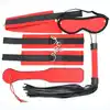 Fetish Art - Red bondage kit. Czarno-czerwony luksusowy zestaw do zabaw BDSM. Opaska, kajdanki, packa i bicz! Mega sale!
