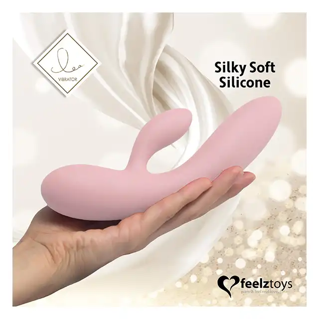 FeelzToys - Lea Rabbit Vibrator Soft Pink. Cichy, przyjemny w dotyku wibrator z króliczkiem, wyprofilowany do stymulacji punktu G. 
