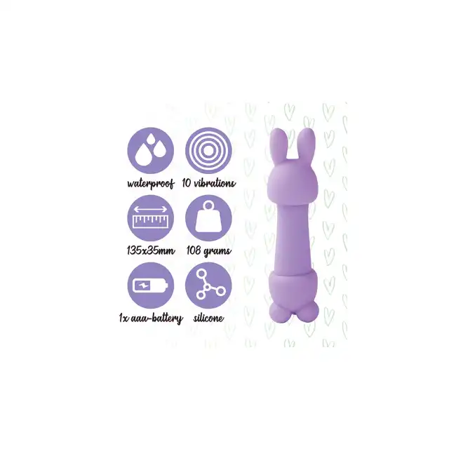FeelzToys - Mister Bunny Massage Vibrator with 2 Caps. Purple. Silikonowy króliczek, 10 programów, 2 nakładki. Absolutnie wspaniały!