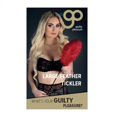 Guilty Pleasure - Large Feather Tickler Red. 73 cm długie gęste piórko do głaskania. Mega sale!