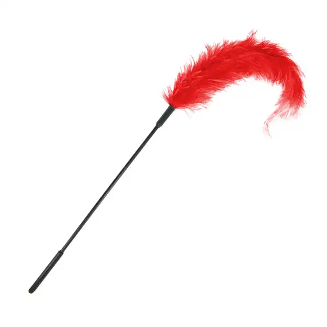 Sportsheets - Ostrich Tickler Red. Czerwone piórko do głaskania z prawdziwego pierza. Czerwone i miłe w dotyku.