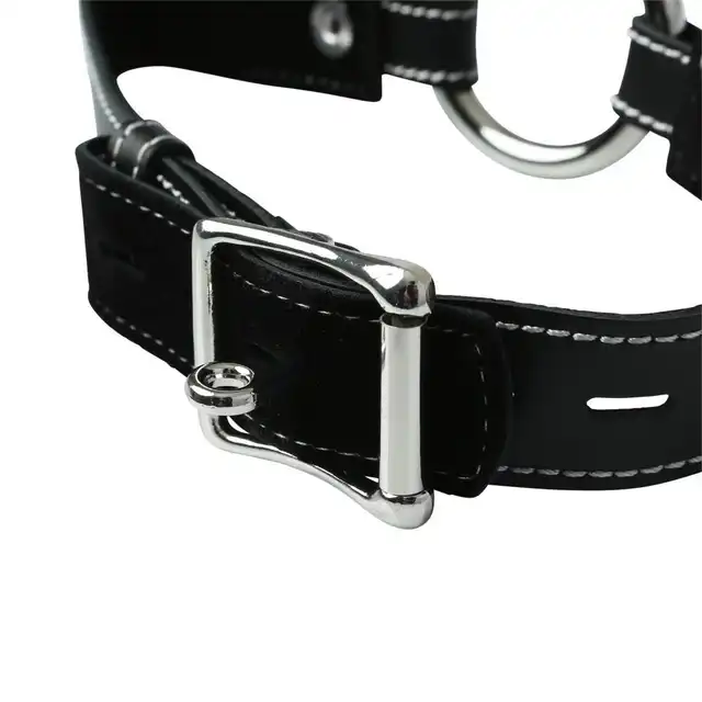 Sportsheets - Leather Seamless O-Ring Gag. Knebel ze stalowym otworem. Skóra bydlęca, regulacja paska i idealne dopasowanie. 