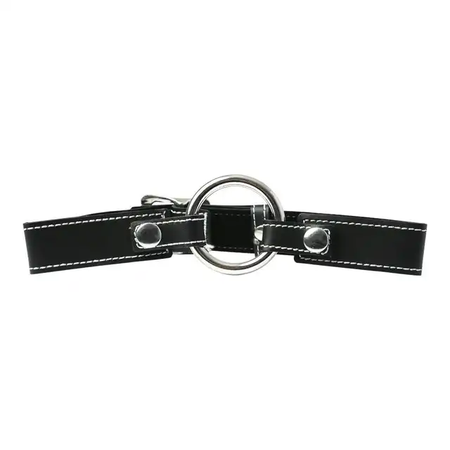 Sportsheets - Leather Seamless O-Ring Gag. Knebel ze stalowym otworem. Skóra bydlęca, regulacja paska i idealne dopasowanie. 