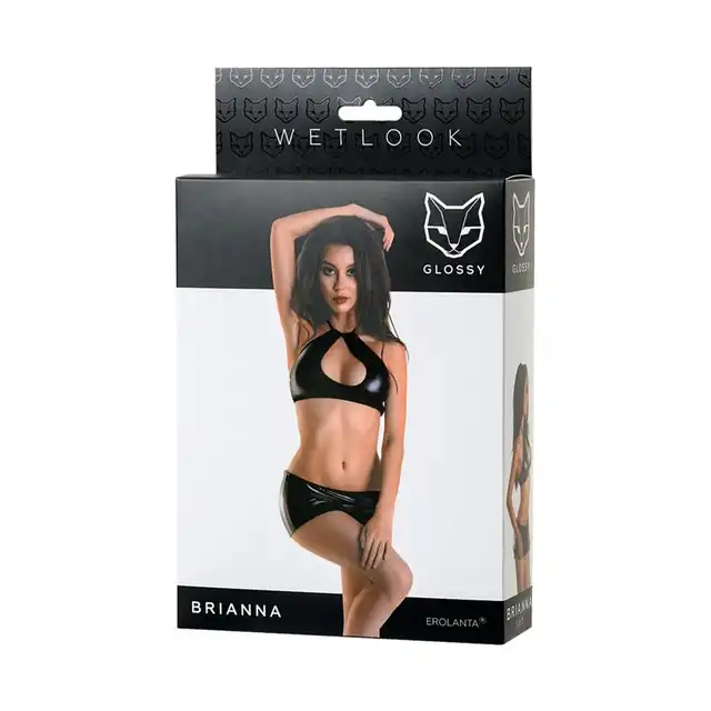 Glossy - Brianna Shiny Set. Błyszczący seksowny komplet top i spódniczka. Rozmiar M. 