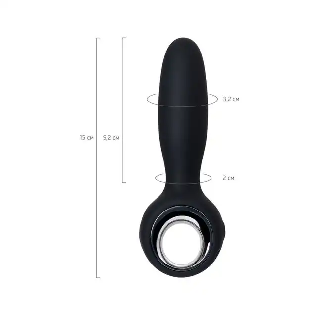 Pleasure - Black Night Edition Sagitta. Wibrujący plug z super wygodnym uchwytem. Aksamitnie głaski silikon. 