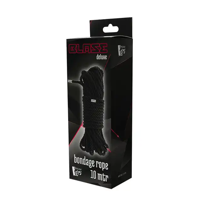 Blaze - Deluxe Bondage Rope 10m. Super miękka, czarna lina o jedwabistym wykończeniu. 