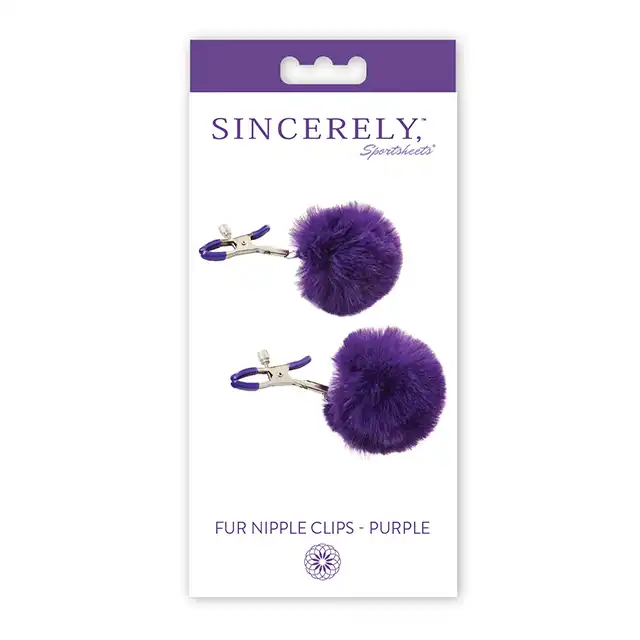 Sportsheets - Sincerely Fur Nipple Clips. Klamerki na sutki z fioletowym futerkiem, nowość!