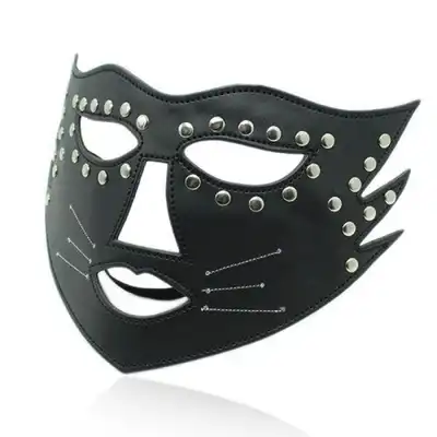Toyz 4 Lovers - Cat Mask. Czarna kocia maska z ćwiekami z ekoskóry! Hit!
