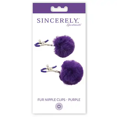 Sportsheets - Sincerely Fur Nipple Clips. Klamerki na sutki z fioletowym futerkiem, nowość!
