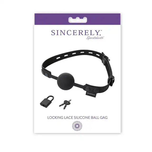Sportsheets - Ball Gag. Czarny, regulowany knebel. Regulacja paska - silikon i imitacja skóry.