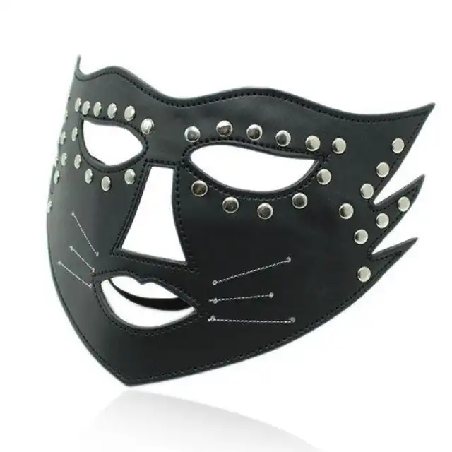 Toyz 4 Lovers - Cat Mask. Czarna kocia maska z ćwiekami z ekoskóry! Hit!