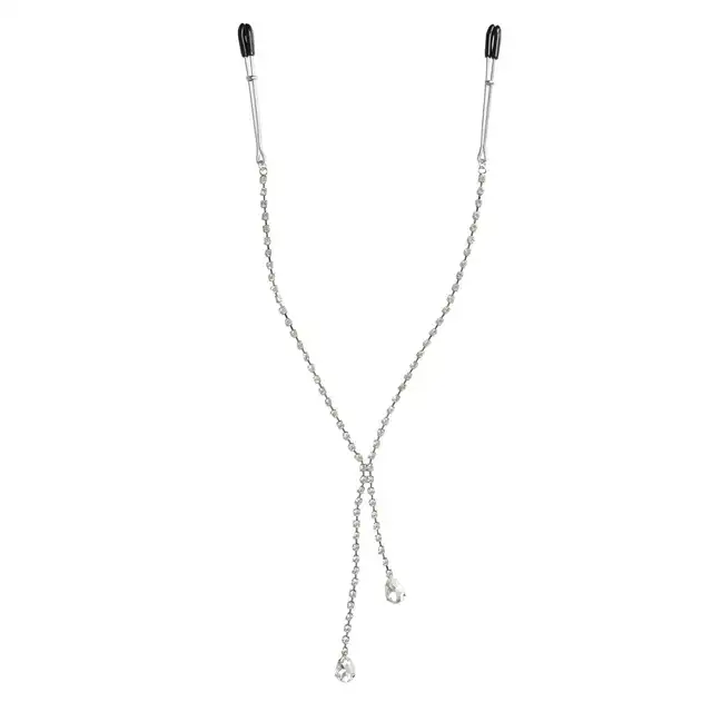 Sportsheets - Nipple Clamps w/ Teardrop Crystals. Kryształowe klamerki na sutki, 45 cm długości łańcuszka. 