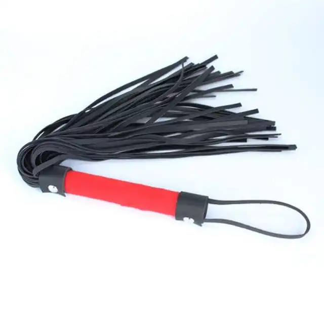 Fetish Art - Red bondage kit. Czarno-czerwony luksusowy zestaw do zabaw BDSM. Opaska, kajdanki, packa i bicz! Mega sale!
