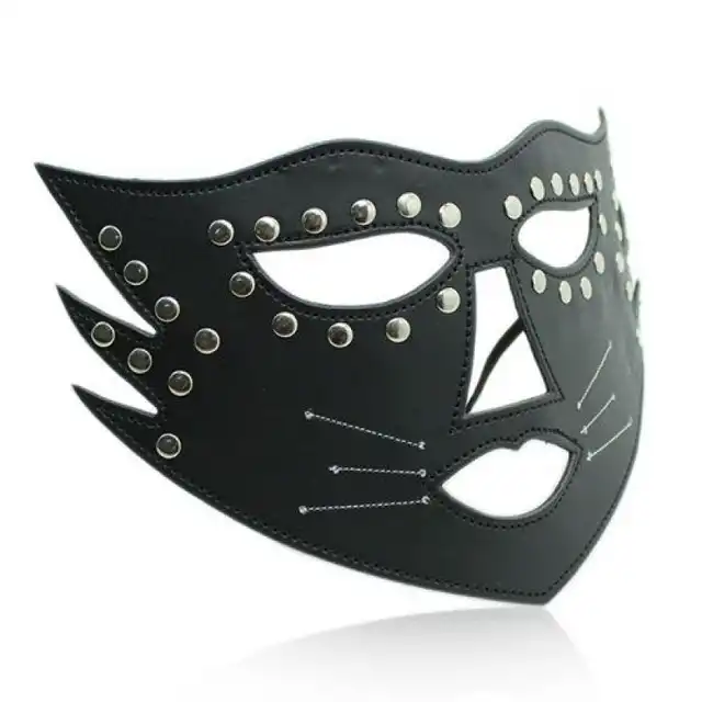 Toyz 4 Lovers - Cat Mask. Czarna kocia maska z ćwiekami z ekoskóry! Hit!